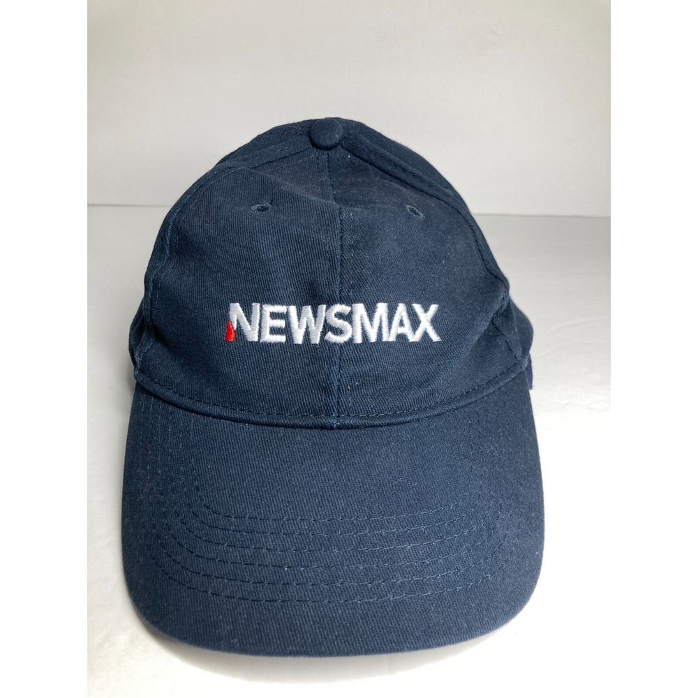 Newsmax Cap Hat Blue Adjustable Cotton Twill Embroidered Some Wear/staining